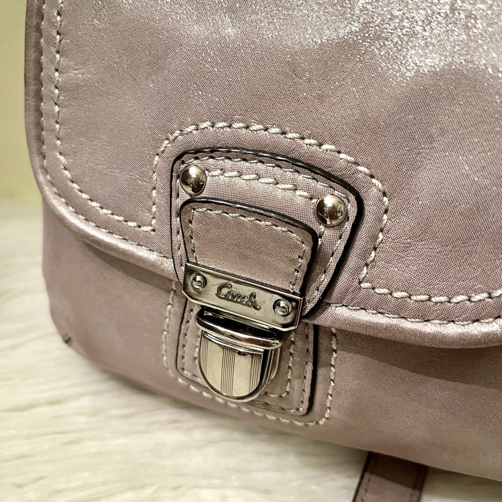 Coach Poppy Hippie Silver Metallic Leather Tote & Wallet - Picture 5 of 13